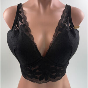 Victoria's Secret PINK Underwire Lightly Line Long Line Bralette Bra Black XL